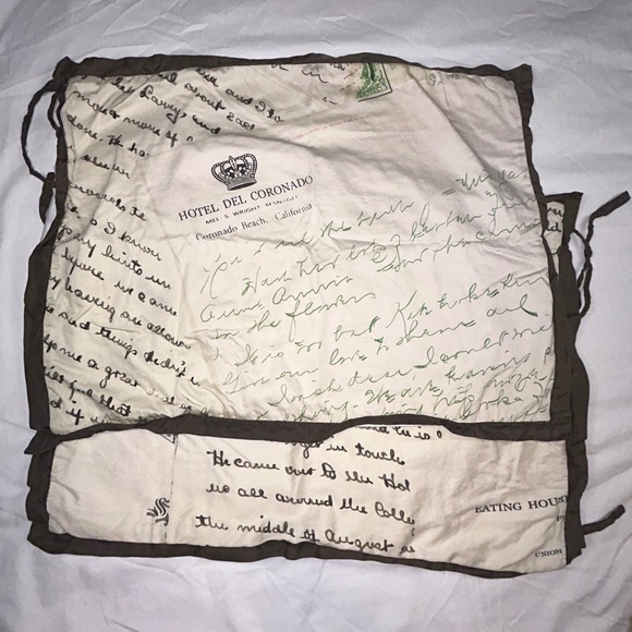 Hotel Del Coronado Pillow Shams Standard Size Letter Print Cotton Set of 2 - Picture 1 of 8